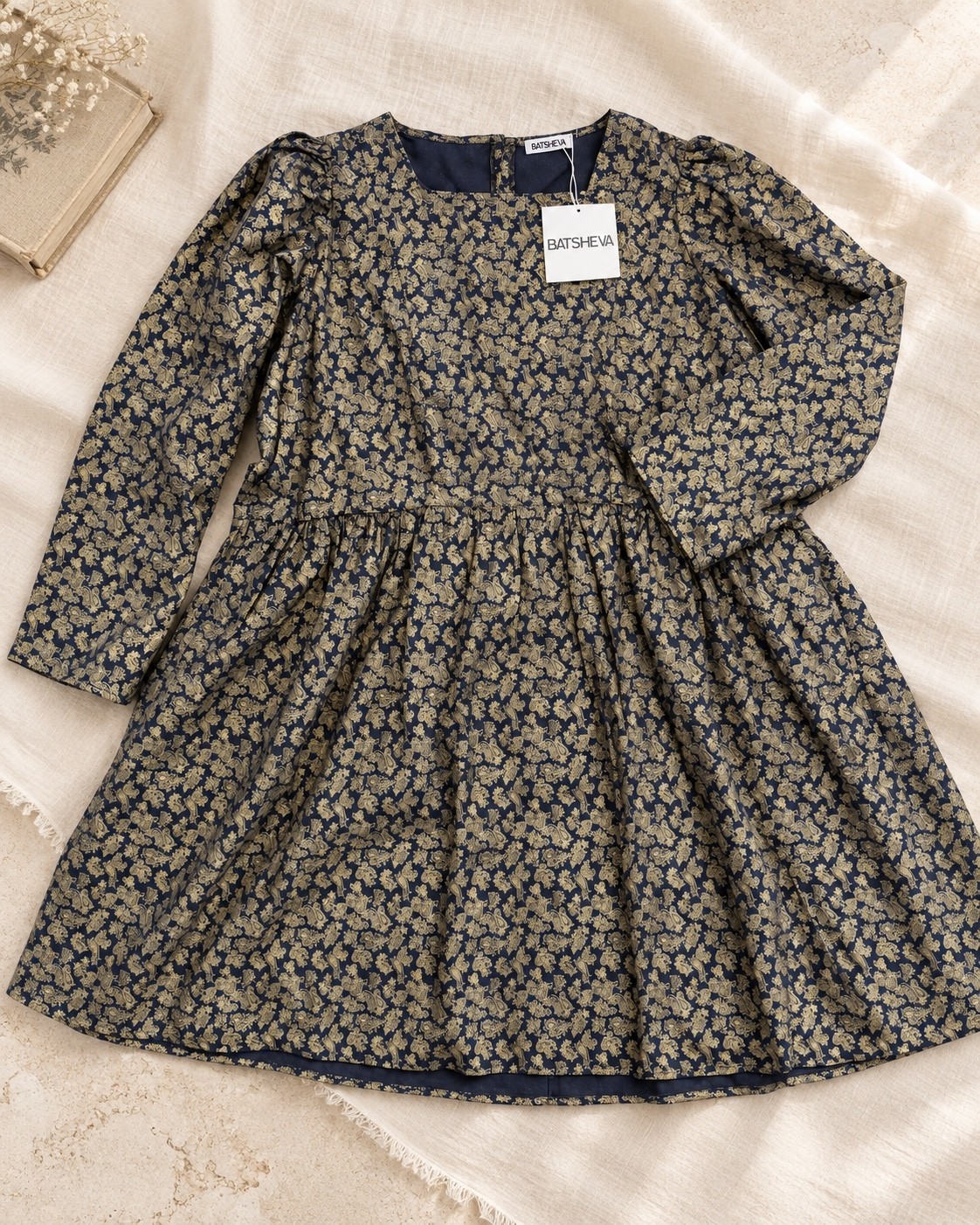 NWT Batsheva Mini Prairie Gold Black Paisley Dress Runway Luxury Sz 16 Oversized