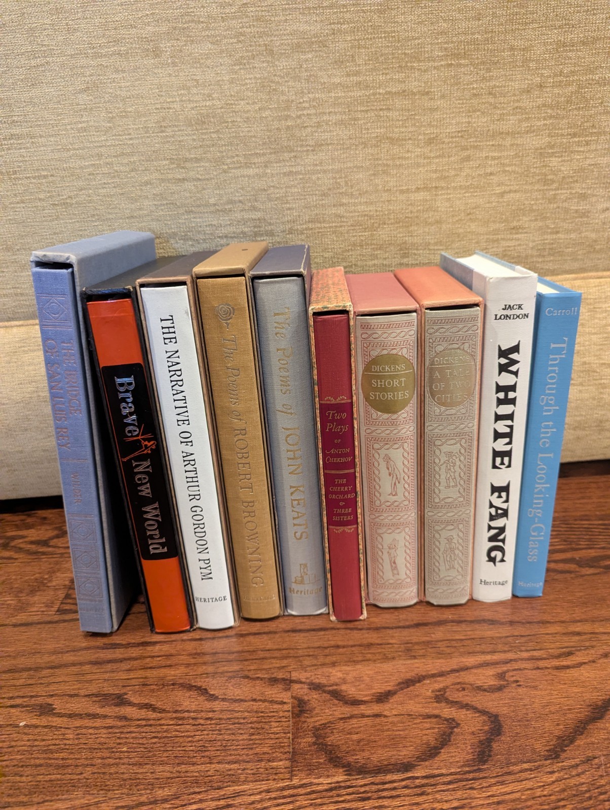 Heritage Press Book Club 10 Vintage Book Lot slipcases Dickens Keats Browning