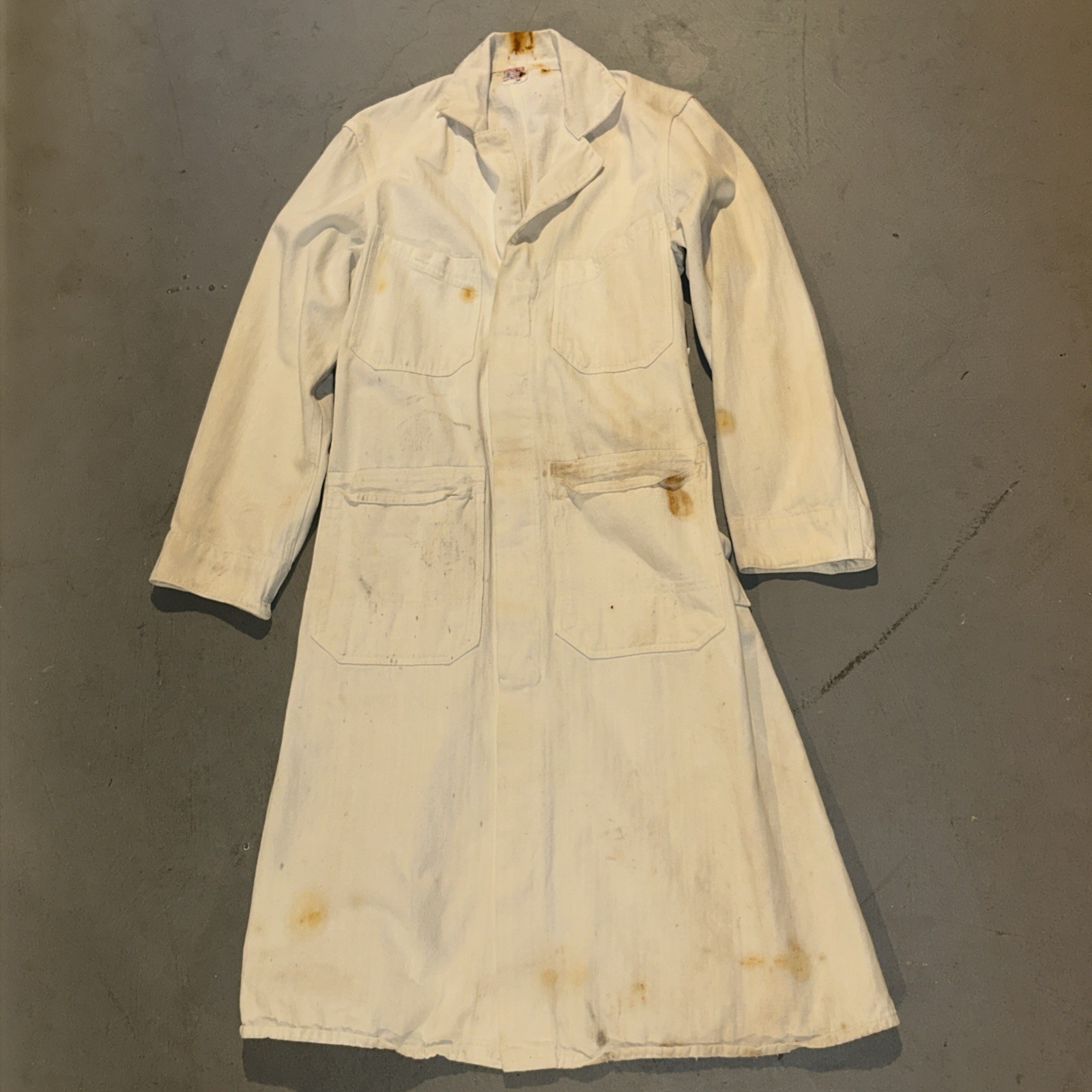 VTG 40s Finck’s Sanforized Button Up Lab Style Mechanic Work Wear Jacket Size 36