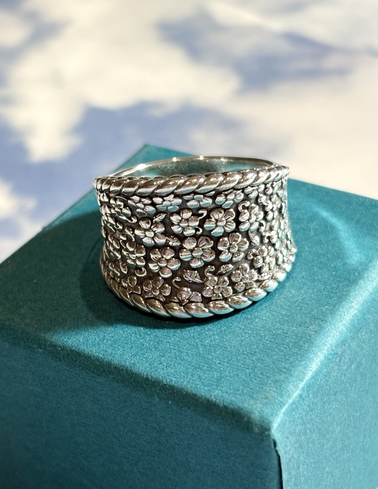 JAI John Hardy Sterling Silver Floral Daisy 925 Wide Men’s Ring Band 10.5 & 17g