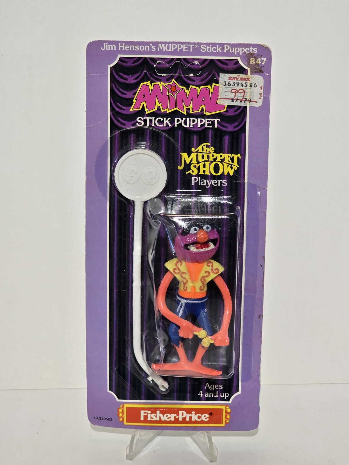 Vintage Fisher Price Animal Stick Puppet Muppet Show Players 847 Carded 1980s