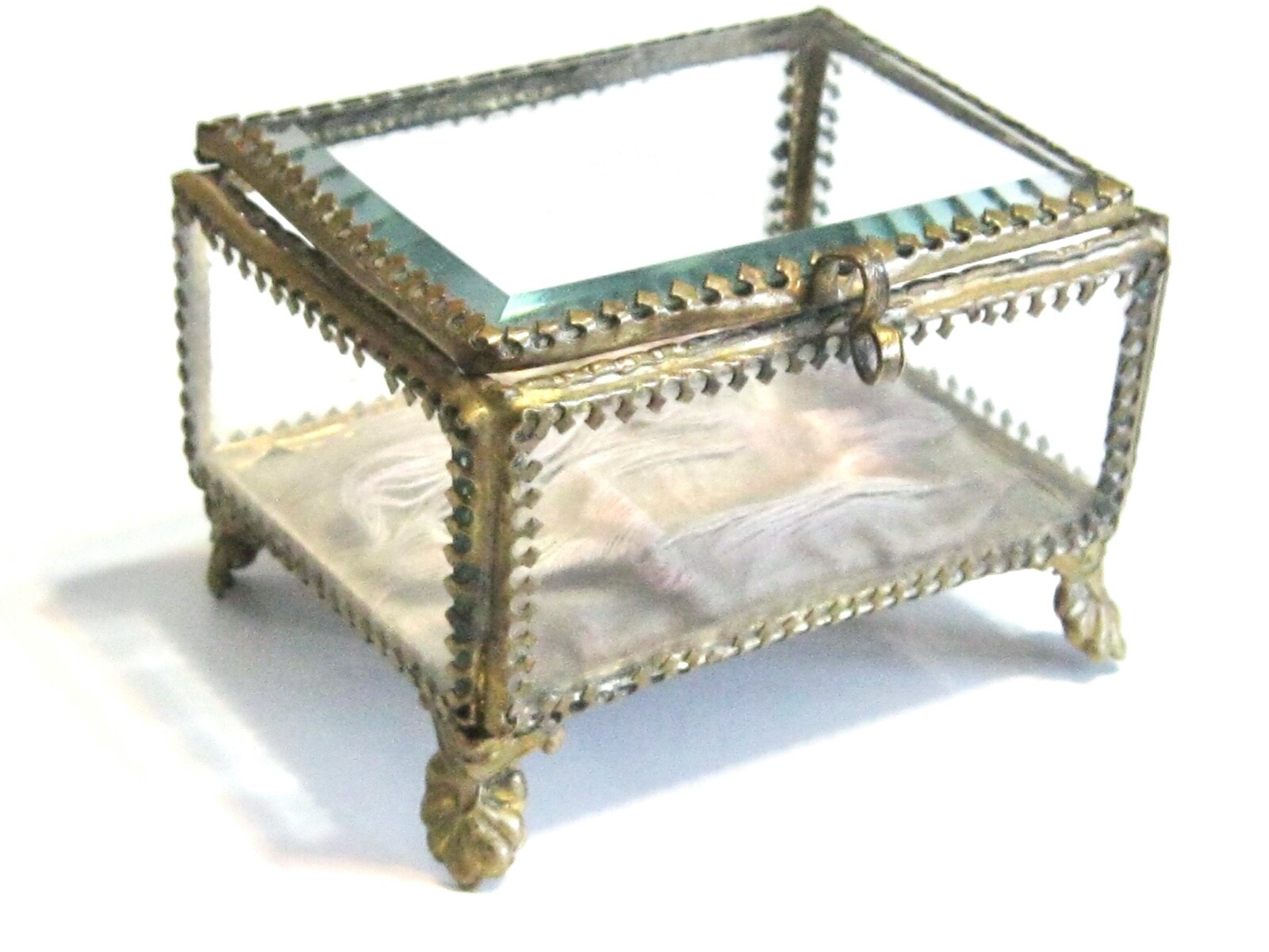 ANTIQUE FRENCH BEVELED GLASS VITRINE DISPLAY BOX NAPOLEON III ERA CHATEAU CHIC