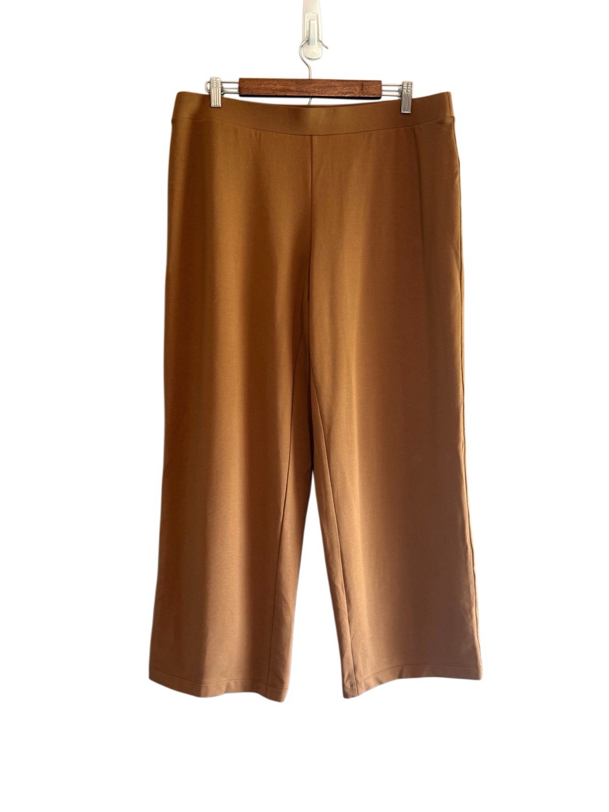 Pure J Jill Affinity French Terry Wide Leg Pants Pull On Pima Cotton Brown Lg P