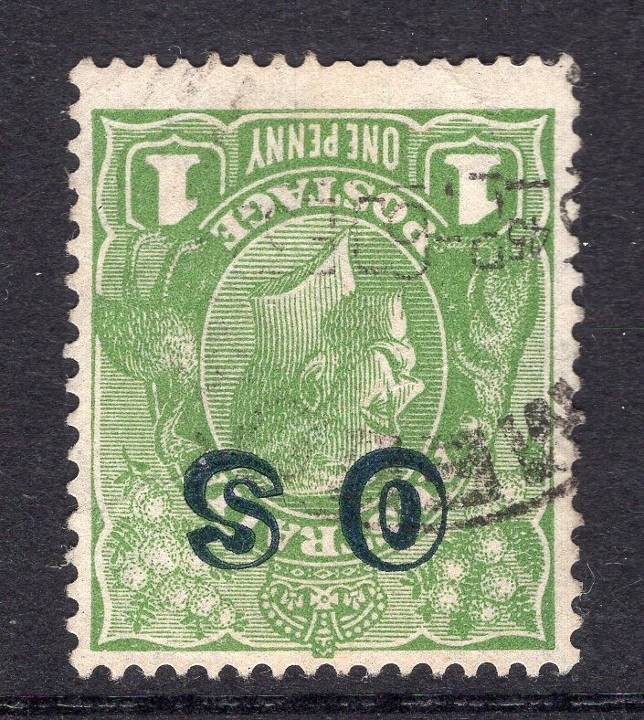 Australia 1d KGV OS overprint COA w/m INVERTED ACSC 82 (OS)a CV $1750 see desc.