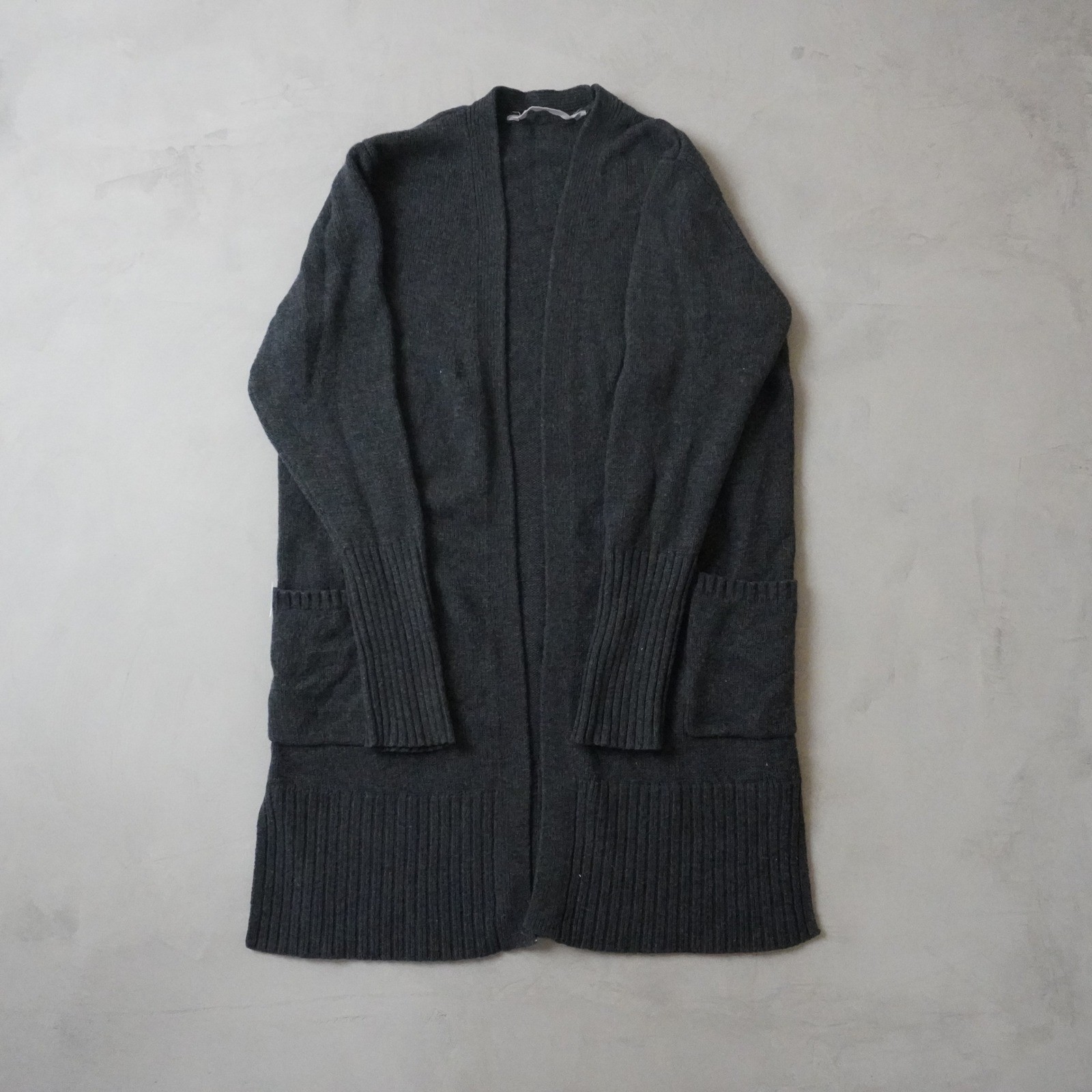 Athleta Cardigan XL Womens Gray 100% Merino Wool Open Front Longline Pockets