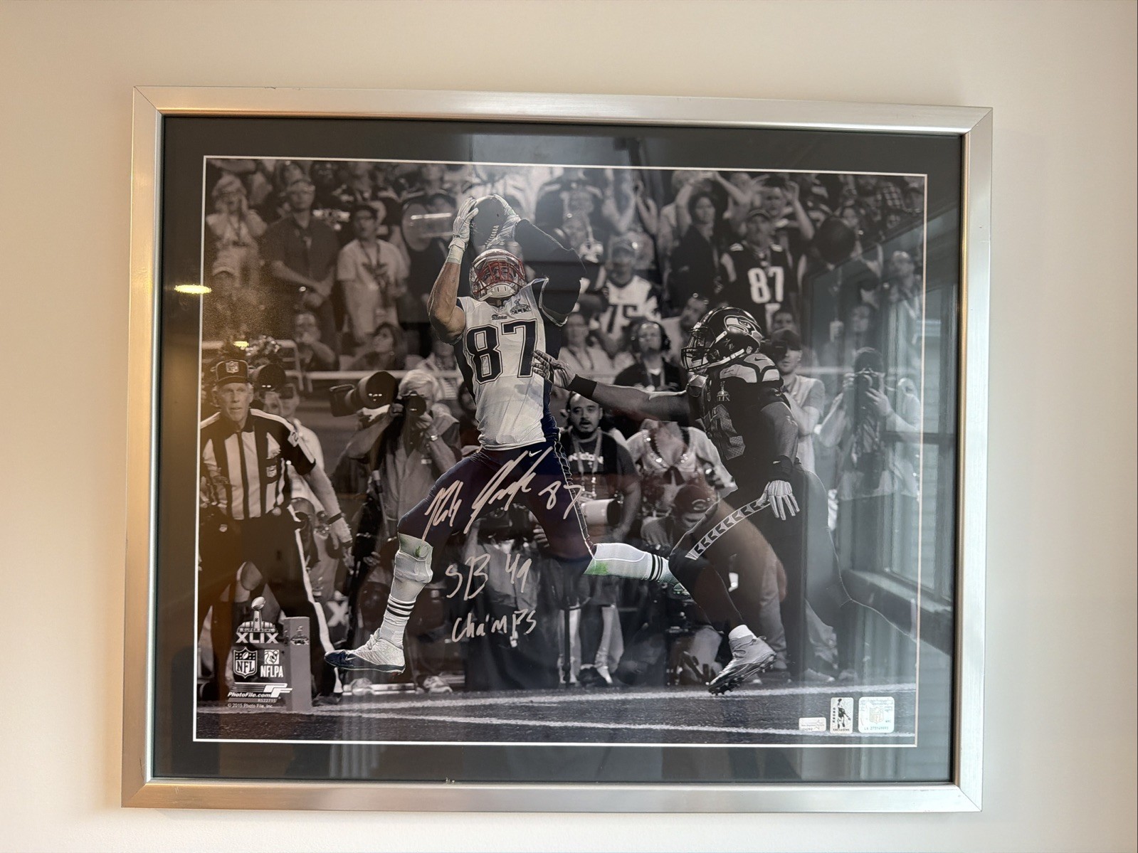 Super Bowl 49 Autographed Rob Gronkowski Patriots “SB 49 Champs” COA