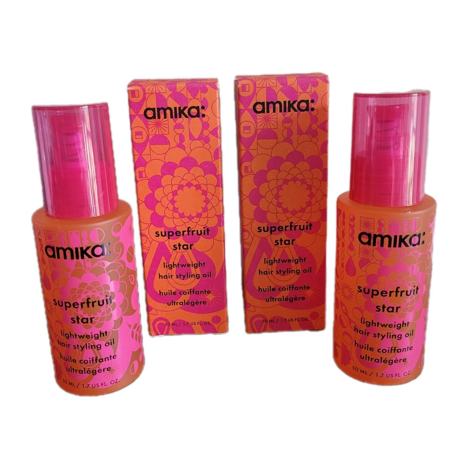 2x Amika Superfruit Star Lightweight Hair Styling Oil 1.7oz Full Size NEW IN BOX