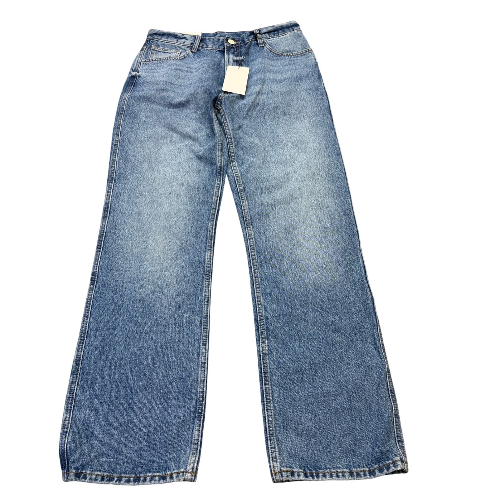 Zara The ZW High Waist Straight Jeans Women Size 8 Blue Denim NWT