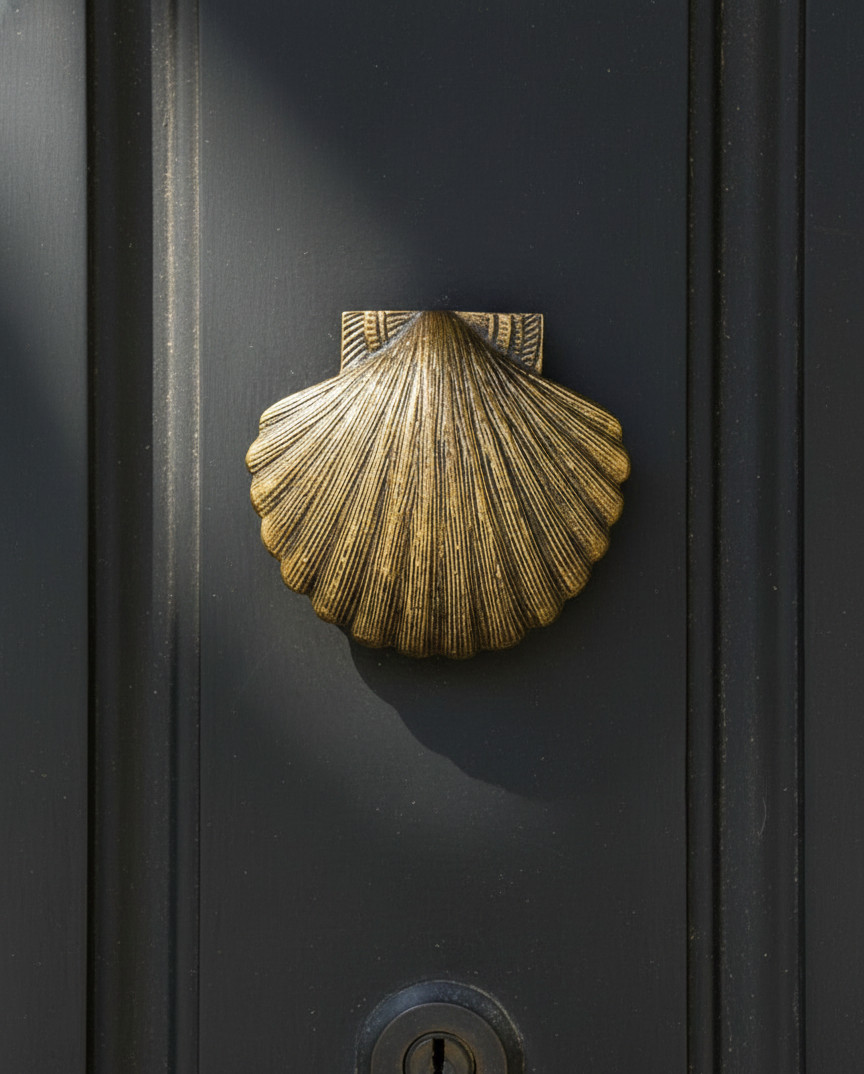 Antique Brass Seashell Door Knocker | Coastal Beach House Decor