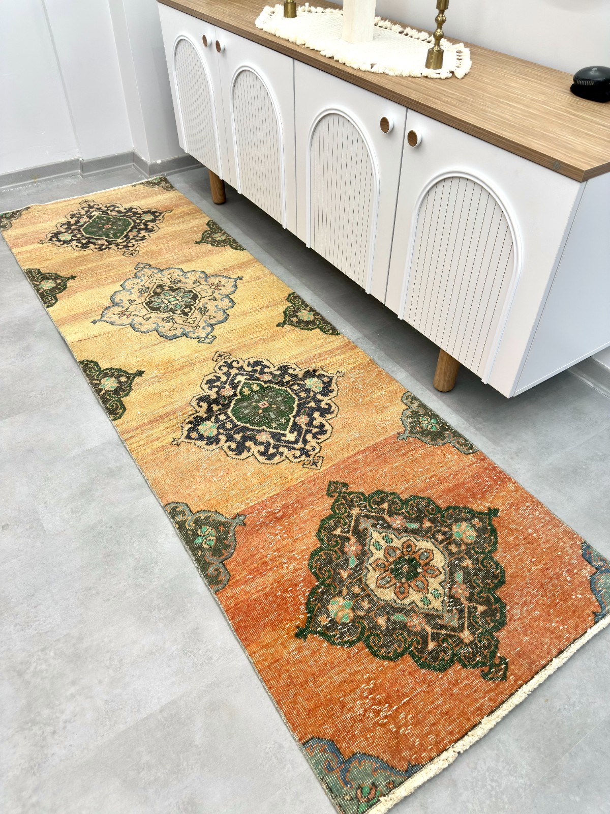 3x9 Vintage Turkish Oushak Runner, Orange Amber Oriental Rug, Handmade Wool Rug 3x9 Vintage Turkish Oushak Runner, Orange Amber Oriental Rug, Handmade Wool Rug