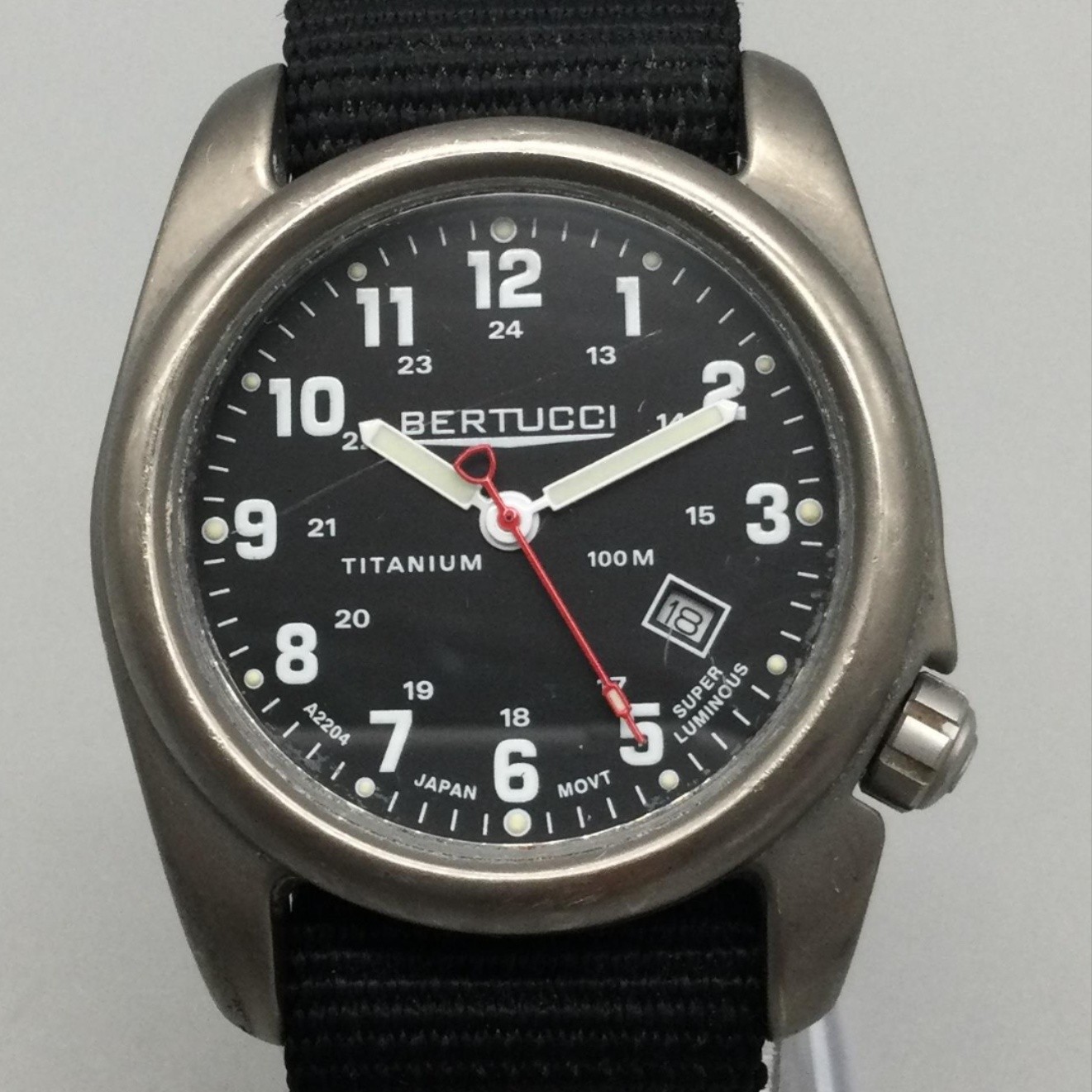 Bertucci A-2T DX3 Men Watch 40mm Black Dial Silver Tone Titanium Date 100M A2204