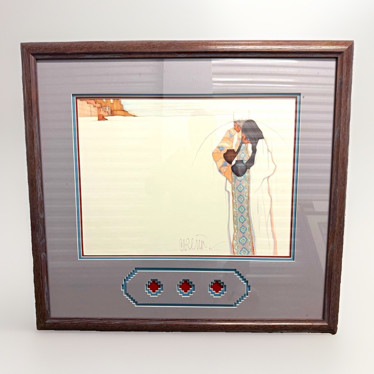 Amado Maurillo Peña Jr. Native American Women Print 1983 Large Matted & Framed Amado Maurillo Peña Jr. Native American Women Print 1983 Large Matted & Framed
