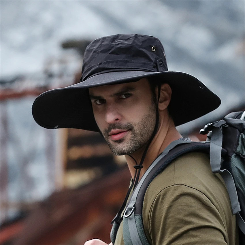 Sombrero Pescador Verano Hombre Estilo Pesca Al Aire Libre Anti UV Ancha Grande
