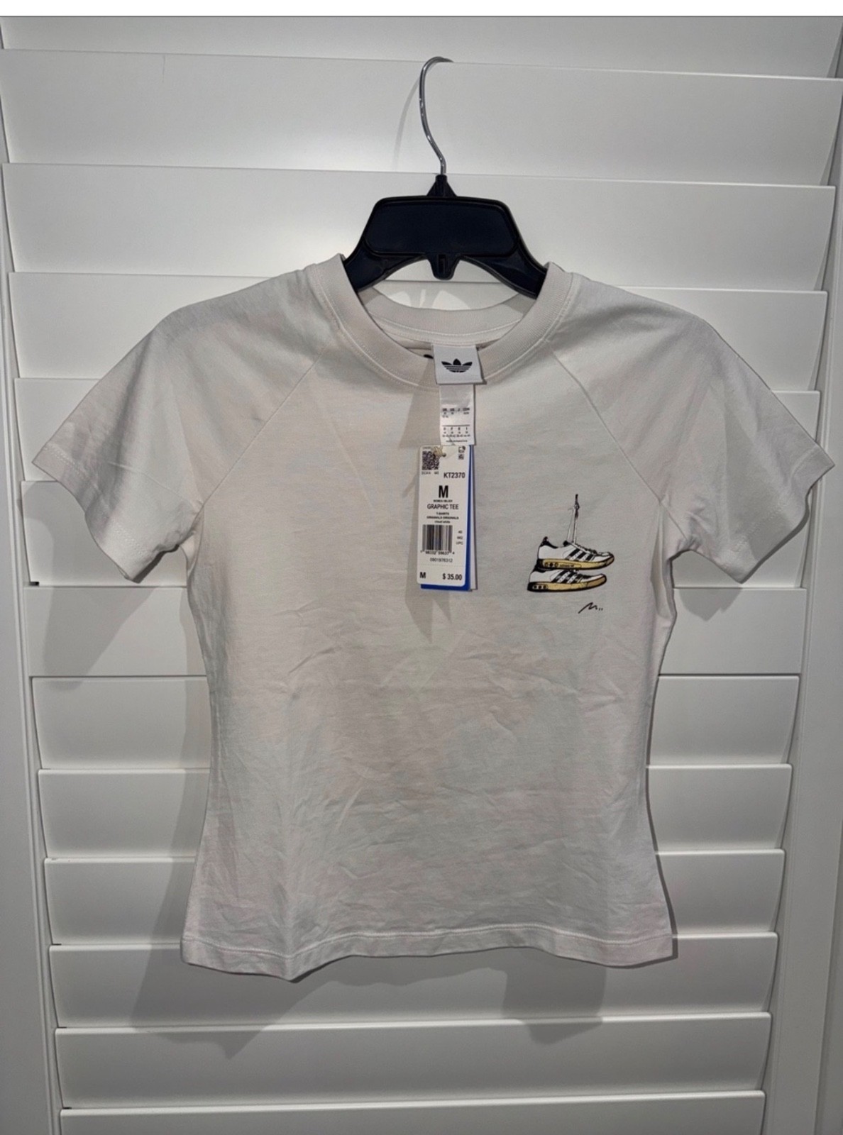 Adidas White T Shirt Sneaker Sketch NWT- Medium Adidas White T Shirt Sneaker Sketch NWT- Medium