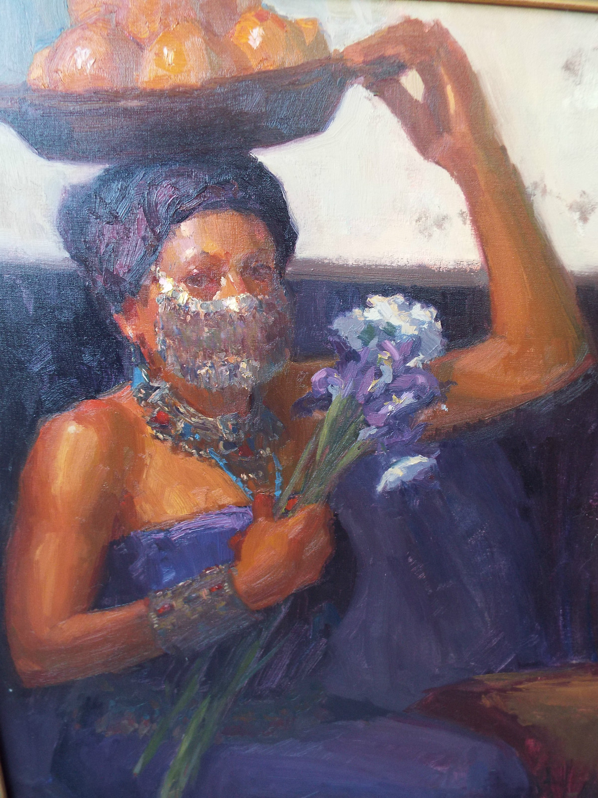 JOHN BURTON 2003 ORIGINAL OIL PAINTING PORTRAIT OF EXOTIC AFRICAN WOMAN NR (HM)