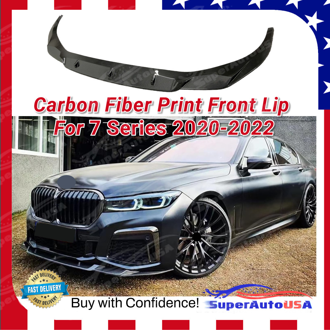 Fits 2020-2022 BMW G12 740i M760Li M Sport Carbon Fiber Print Front Lip Spoiler Fits 2020-2022 BMW G12 740i M760Li M Sport Carbon Fiber Print Front Lip Spoiler