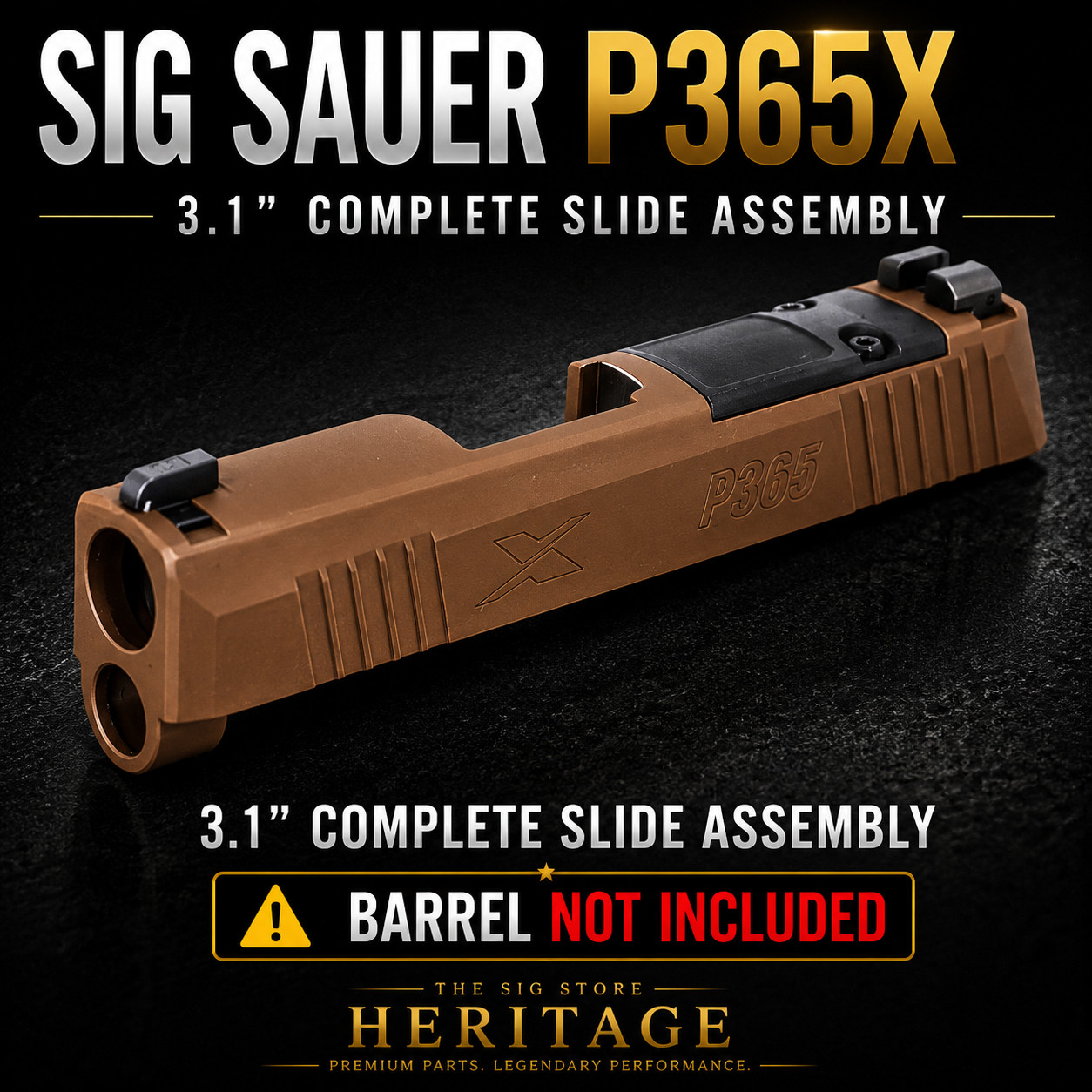 3.1 SIG SAUER P365 / 365X OEM COMPLETE SLIDE SIG LOC - NO BARREL - COYOTE