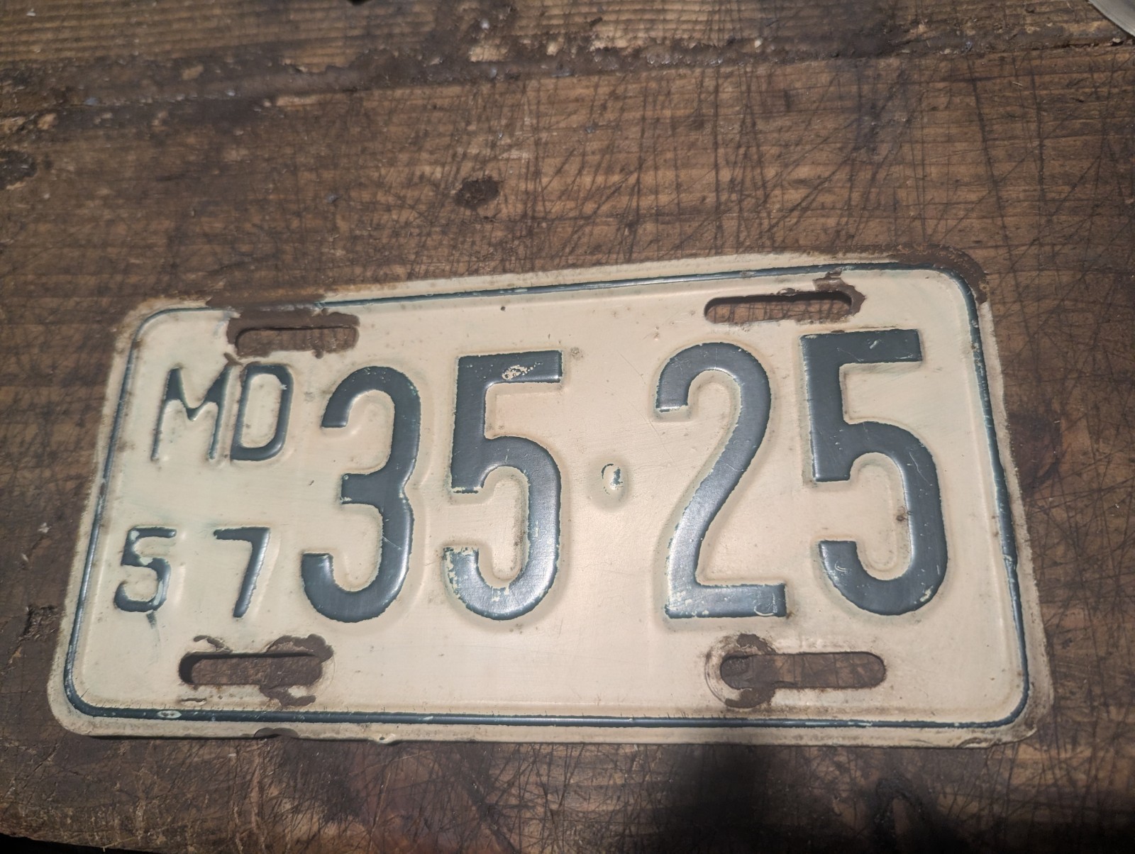 Vintage 1957 Maryland Motorcycle License Plate 35.25 Vintage 1957 Maryland Motorcycle License Plate 35.25