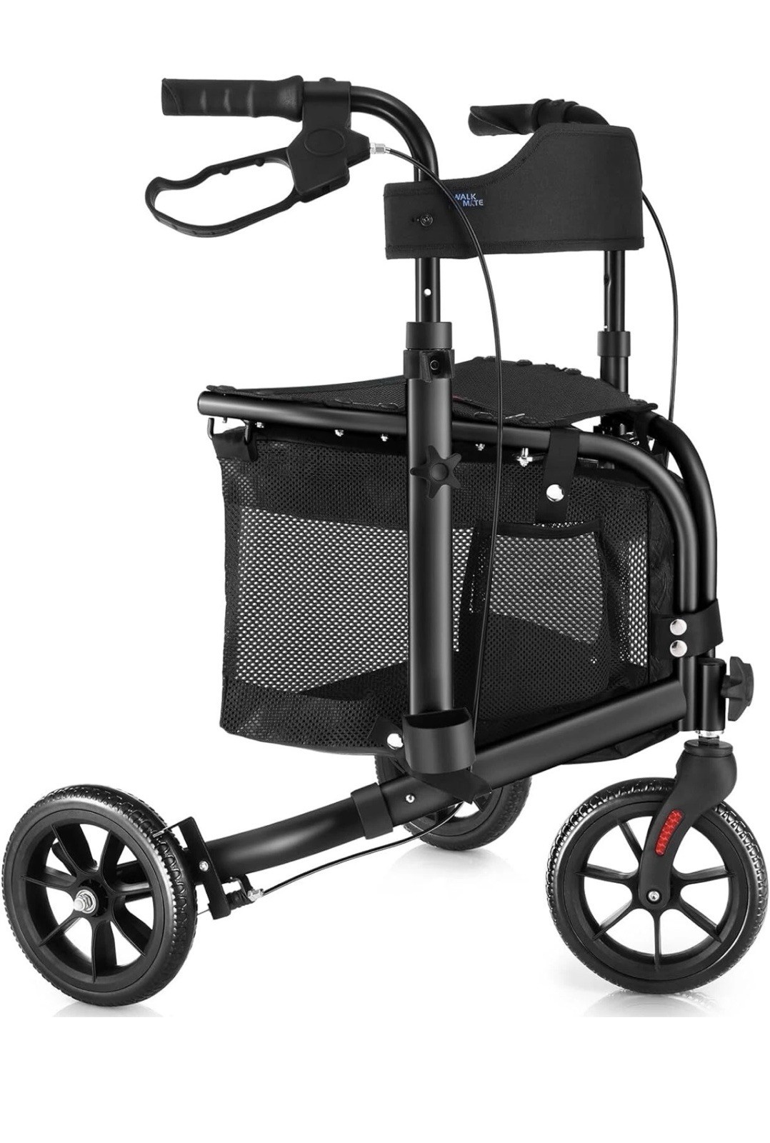 WALK MATE 3 Wheels Rollator Walker 10Lb Seat Backrest Lightweight Foldable