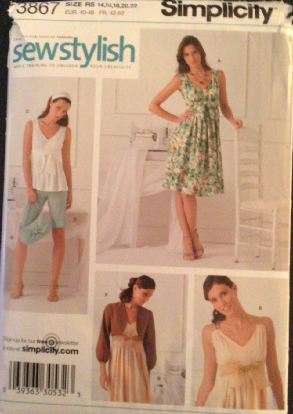 SIMPLICITY 3867 MISSES SZ 14-22 DRESS/TOP CITY SHORTS JACKET BAG SEWING PATTERN