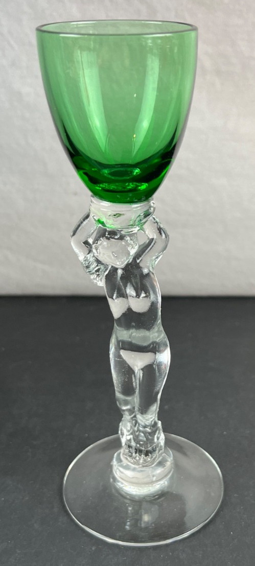Vtg Cambridge Statuesque Nude Stemware BrandyGlass Emerald Green 6\ Vtg Cambridge Statuesque Nude Stemware BrandyGlass Emerald Green 6\