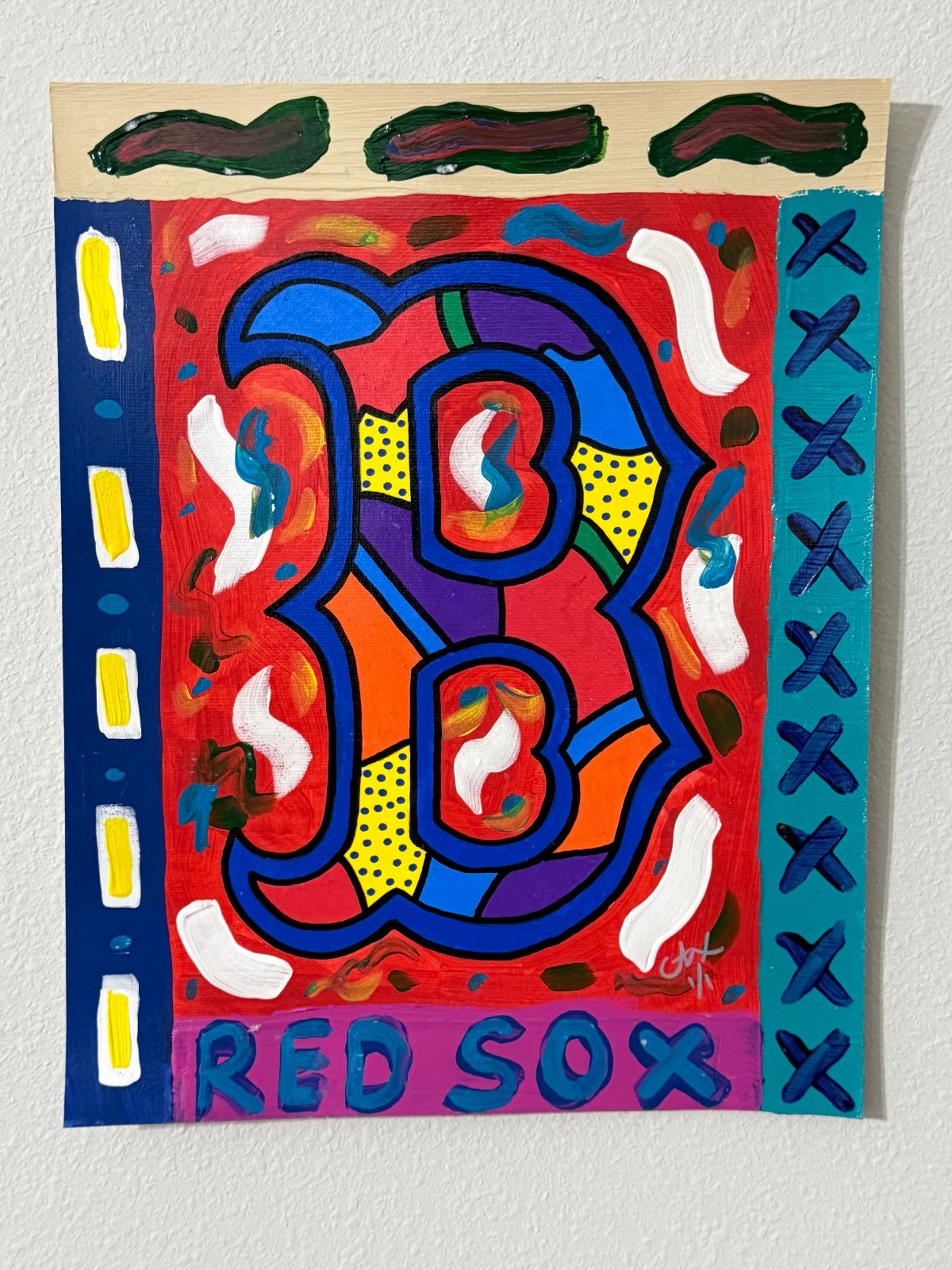 CARTER X MLB Boston Red Sox 11x14 Original 1/1 Acrylic CELEBRATE painting