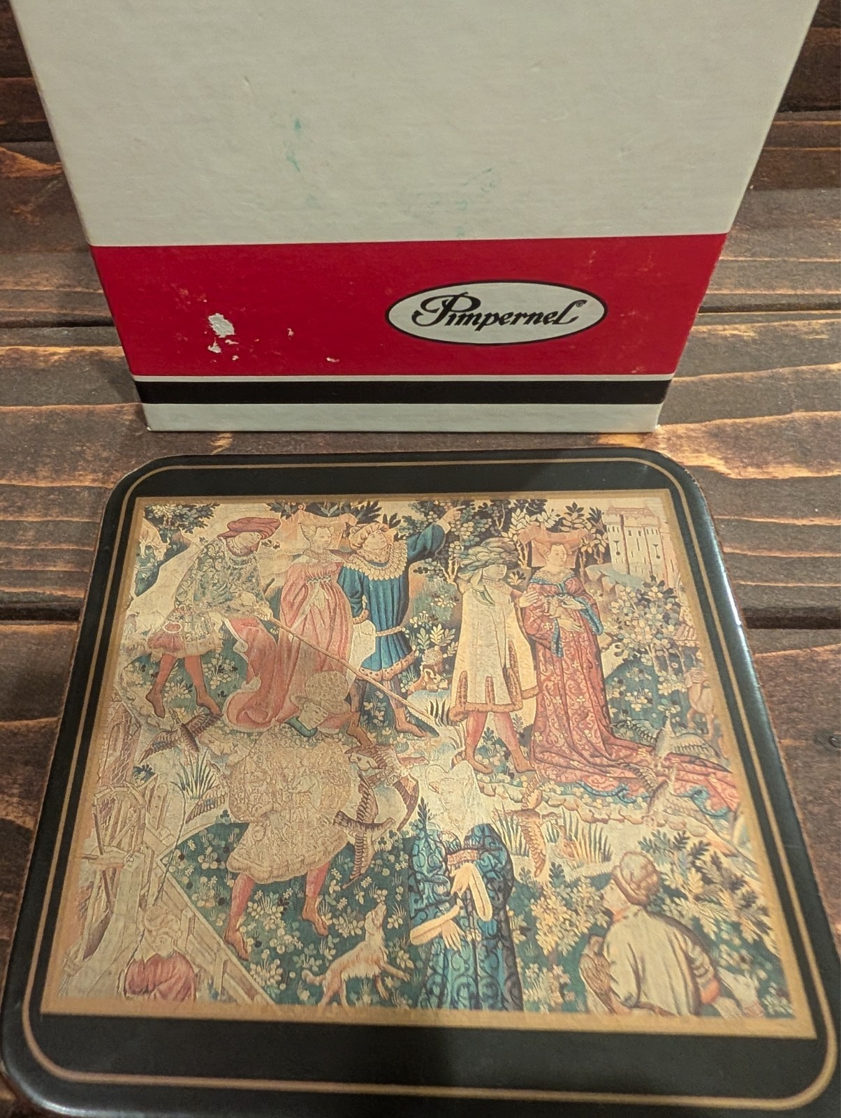 Vintage Pimpernel Cork Coasters Set of 6 Medieval Tapestry Made in England Vintage Pimpernel Cork Coasters Set of 6 Medieval Tapestry Made in England