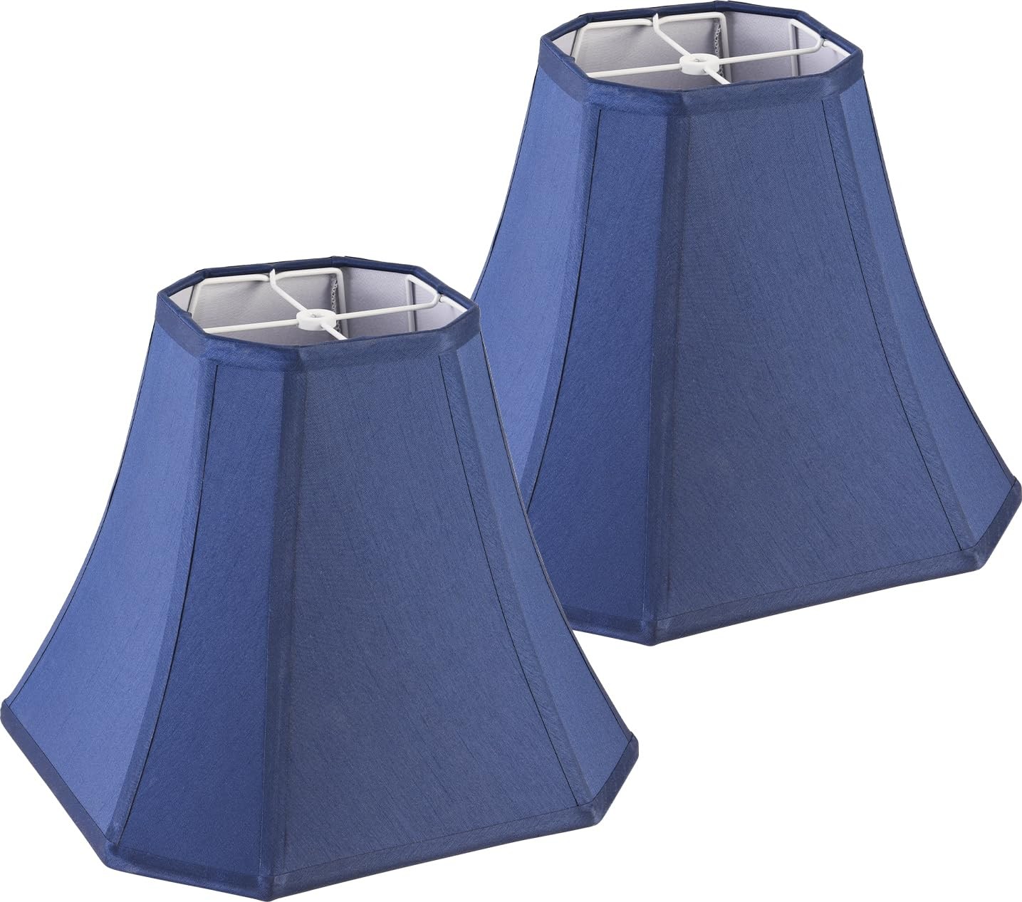 JERHOUS 2 Pcs Navy Blue Square Cute Lamp Shades Octagonal Faux Silk Lampshade