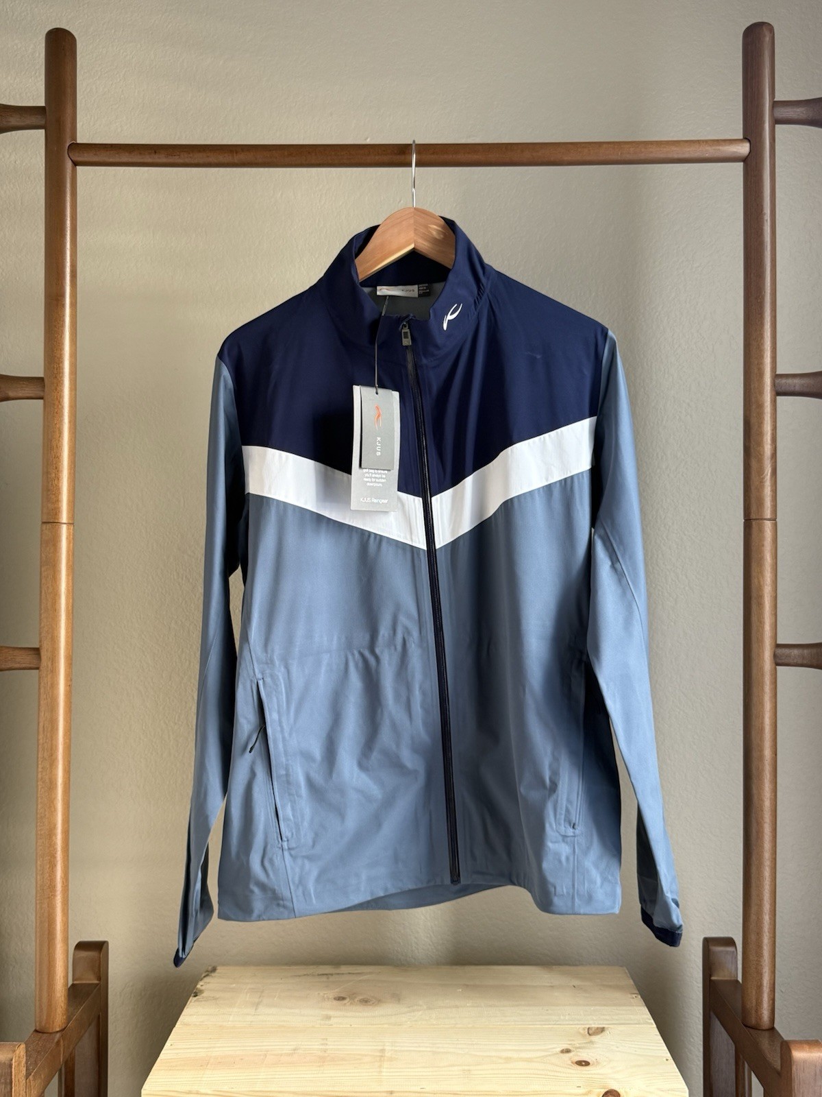 KJUS Dexter II 2.5L Golf Rain Jacket Men’s Small 48 Blue Packable NWT
