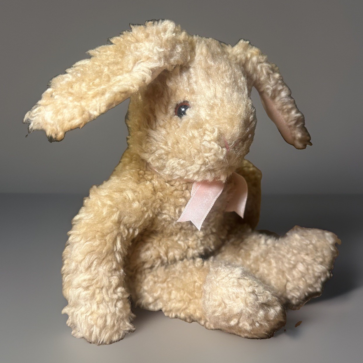 Vintage 1992 Ty Classic Baby Curly Bunny Rabbit Tan Plush 12\