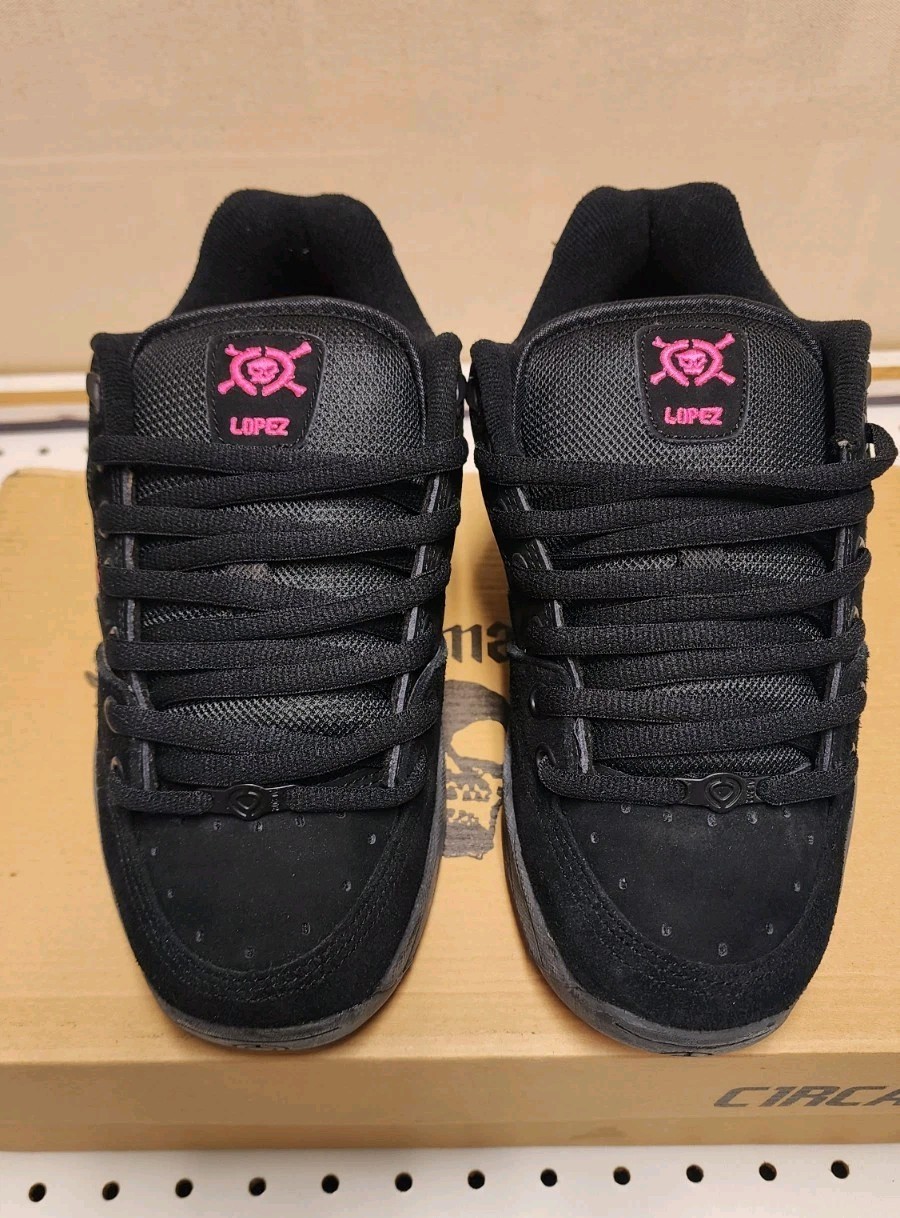 Vtg 2003 C1RCA AL202 Adrian Lopez Skate Shoes Black Pink Skulls Mens 7.5 Rare...