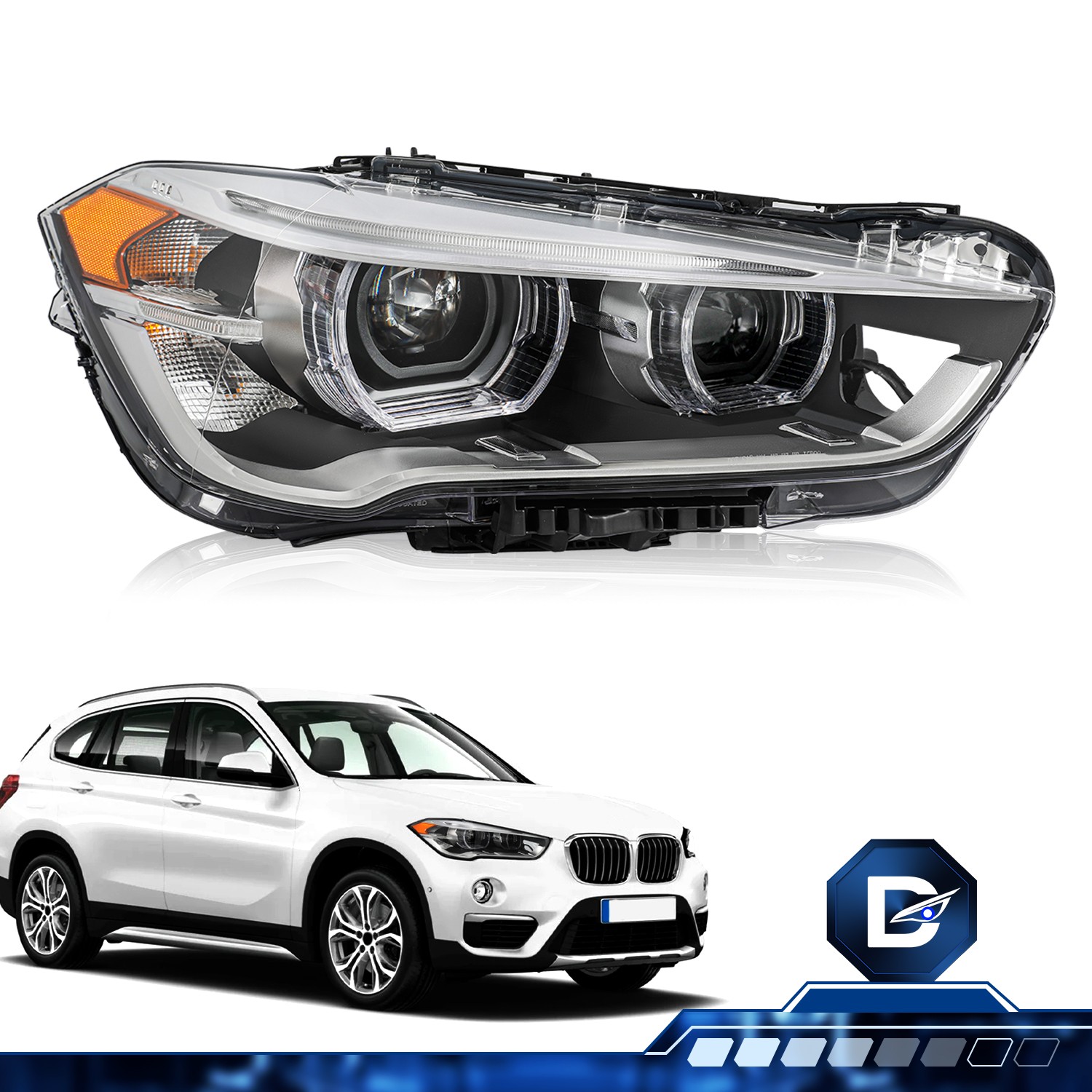 DriveForge For 2016-2022 BMW X1 F48 F49 Headlight w/LED DRL Passenger Side DriveForge For 2016-2022 BMW X1 F48 F49 Headlight w/LED DRL Passenger Side
