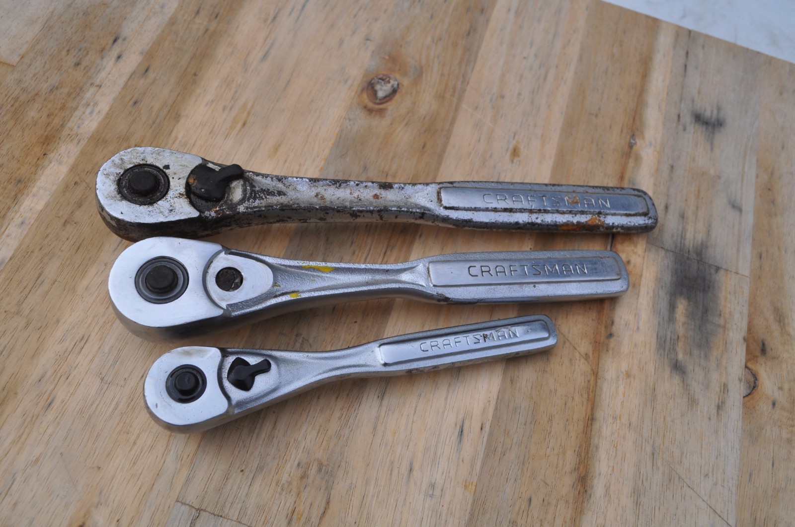 3pc Vintage CRAFTSMAN TOOL LOT Ratchets 44811 44807 44808 NON WORKING sold AS-IS