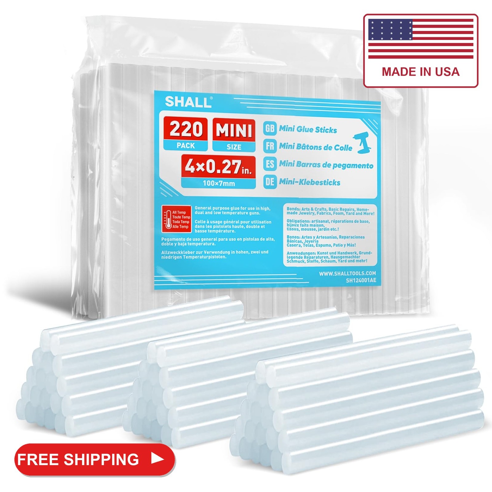 SHALL Mini Hot Glue Sticks, 0.27\