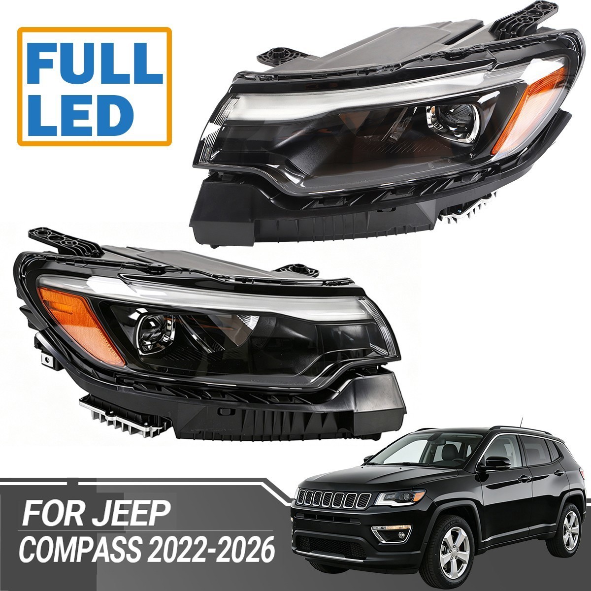 For 2022-2026 Jeep Compass LED Projector Headlight Headlamps Left  Right US