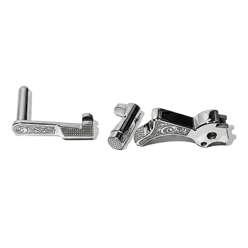 1911 Component Upgrade Set – Bright Nckel-Plated Hammer, Slide Stop, Mag Release