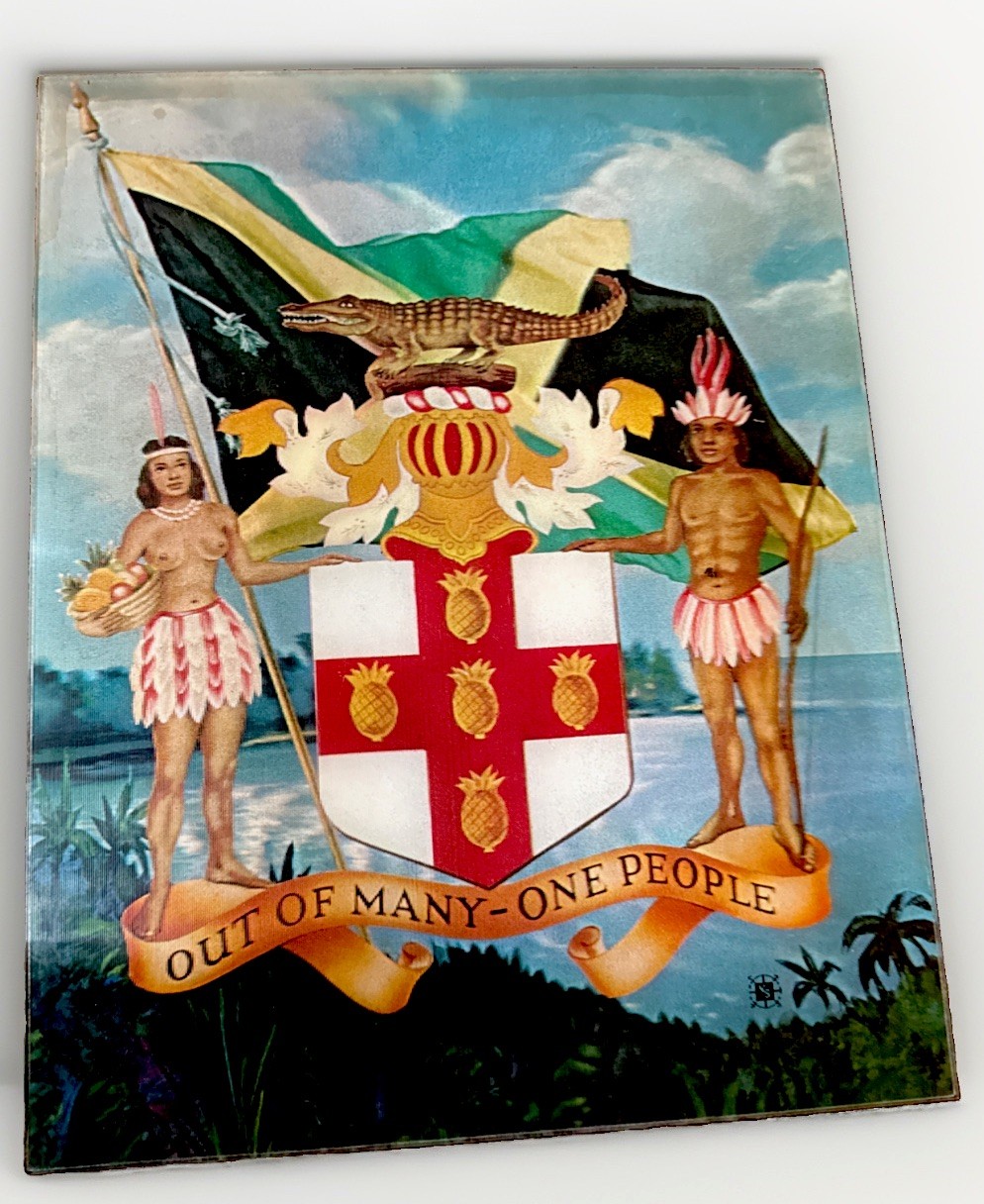 VTG SCARCE 1962 COAT OF ARMS OF JAMACIA LENTICULAR VARI VUE NM 11x14”