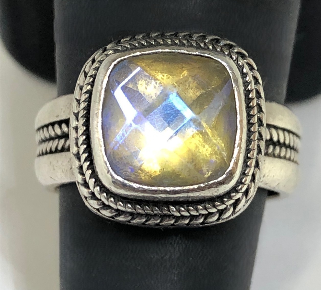 Vintage Sarda Bali Sterling Silver Facet Lemon Quartz Ring size 8