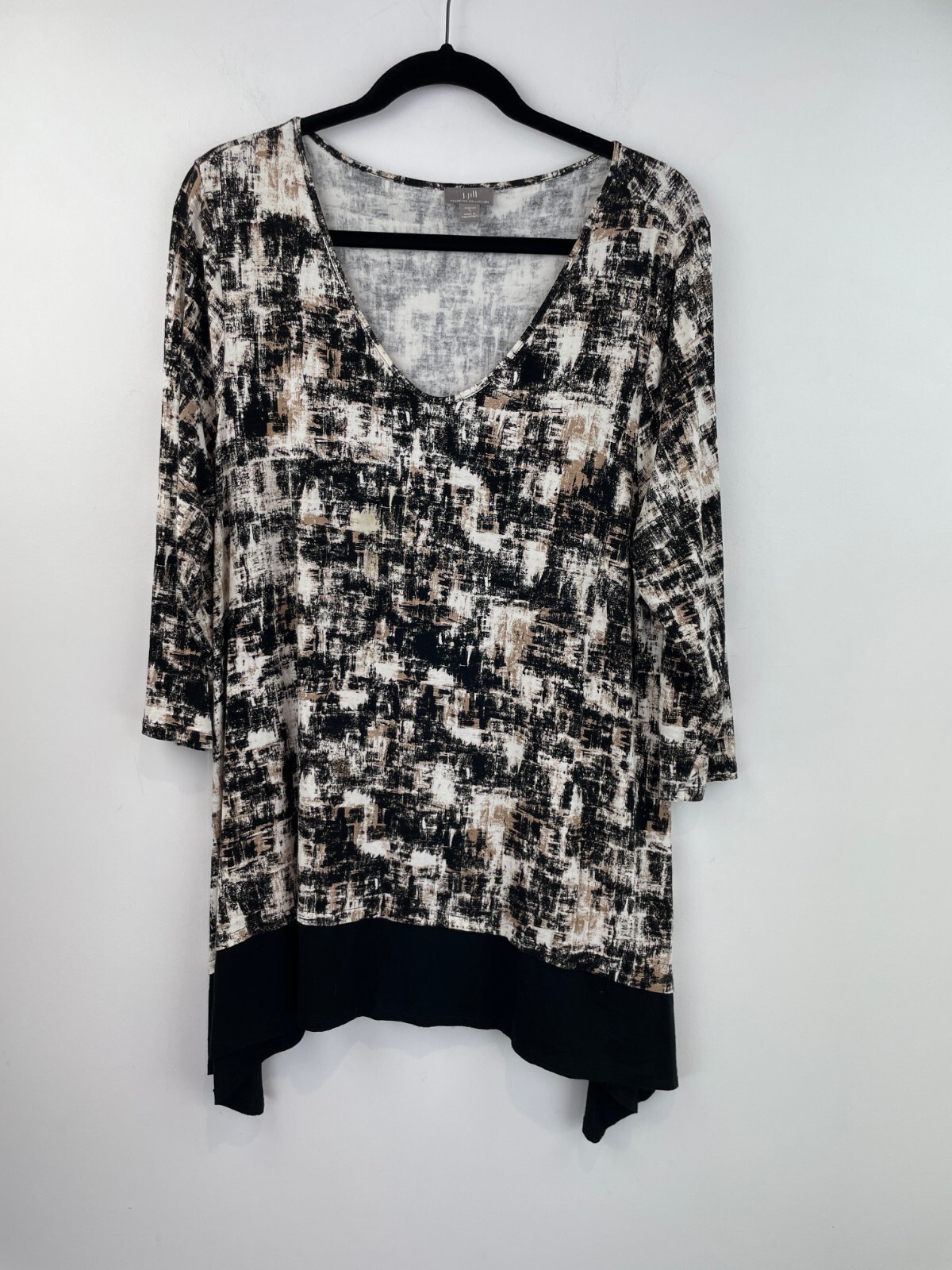 J Jill Large Wearever Shirt Top Tunic Jersey Geometric Blouse 3/4 Sleeve A19-14 J Jill Large Wearever Shirt Top Tunic Jersey Geometric Blouse 3/4 Sleeve A19-14