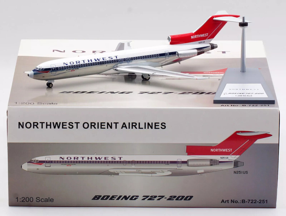 Inflight B-722-251 Northwest Orient Airlines 727-200 N251US Diecast 1/200 Model