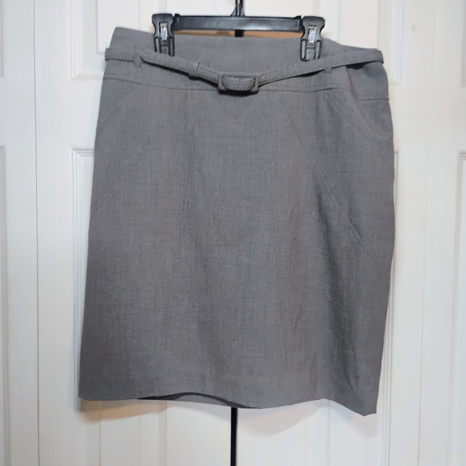 Worthington Petite Women’s 12P Gray Belted Pencil Skirt Lined Career Work