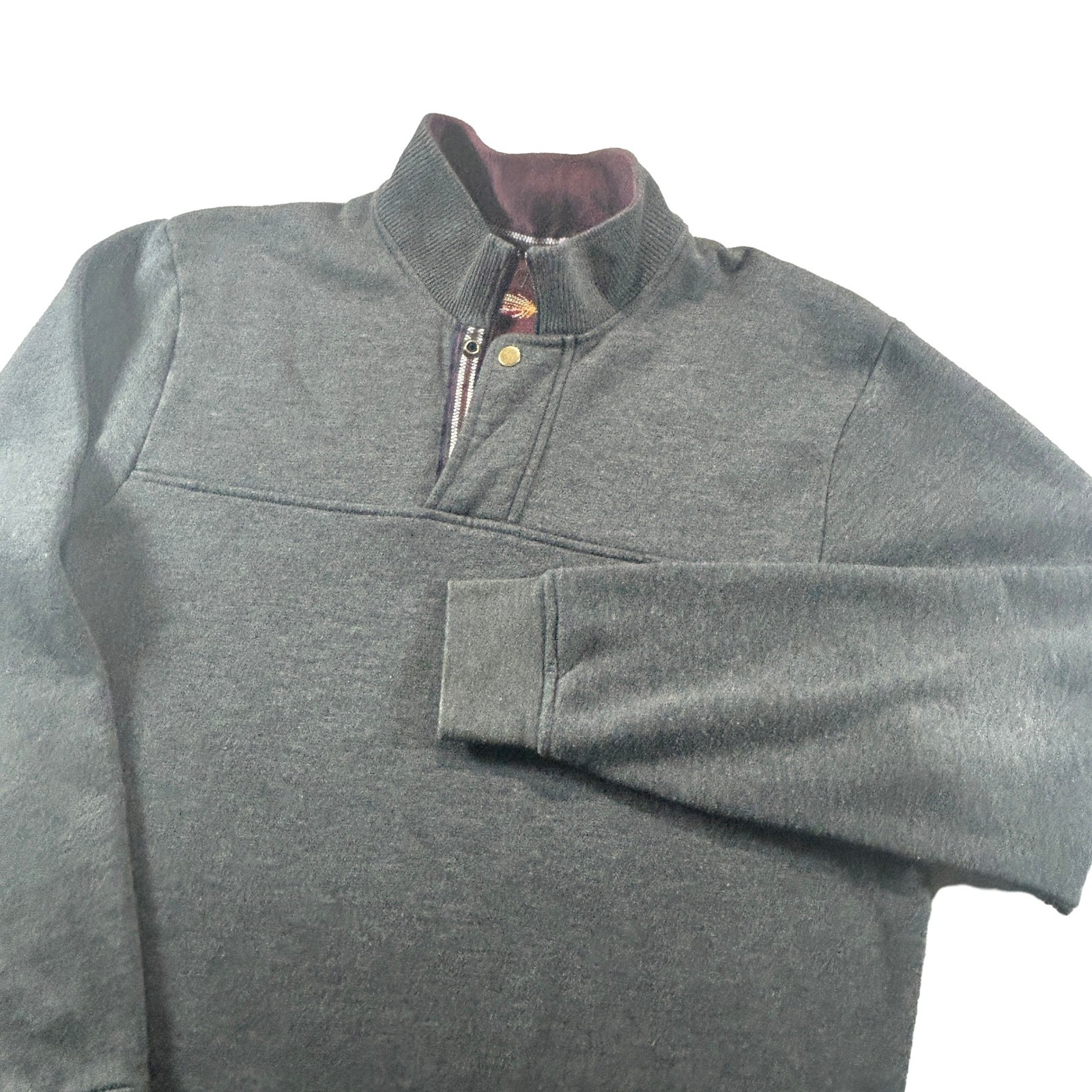 Orvis Sweatshirt Mens XL Gray Mock Neck Quarter Snap Fly Fishing Logo Pullover