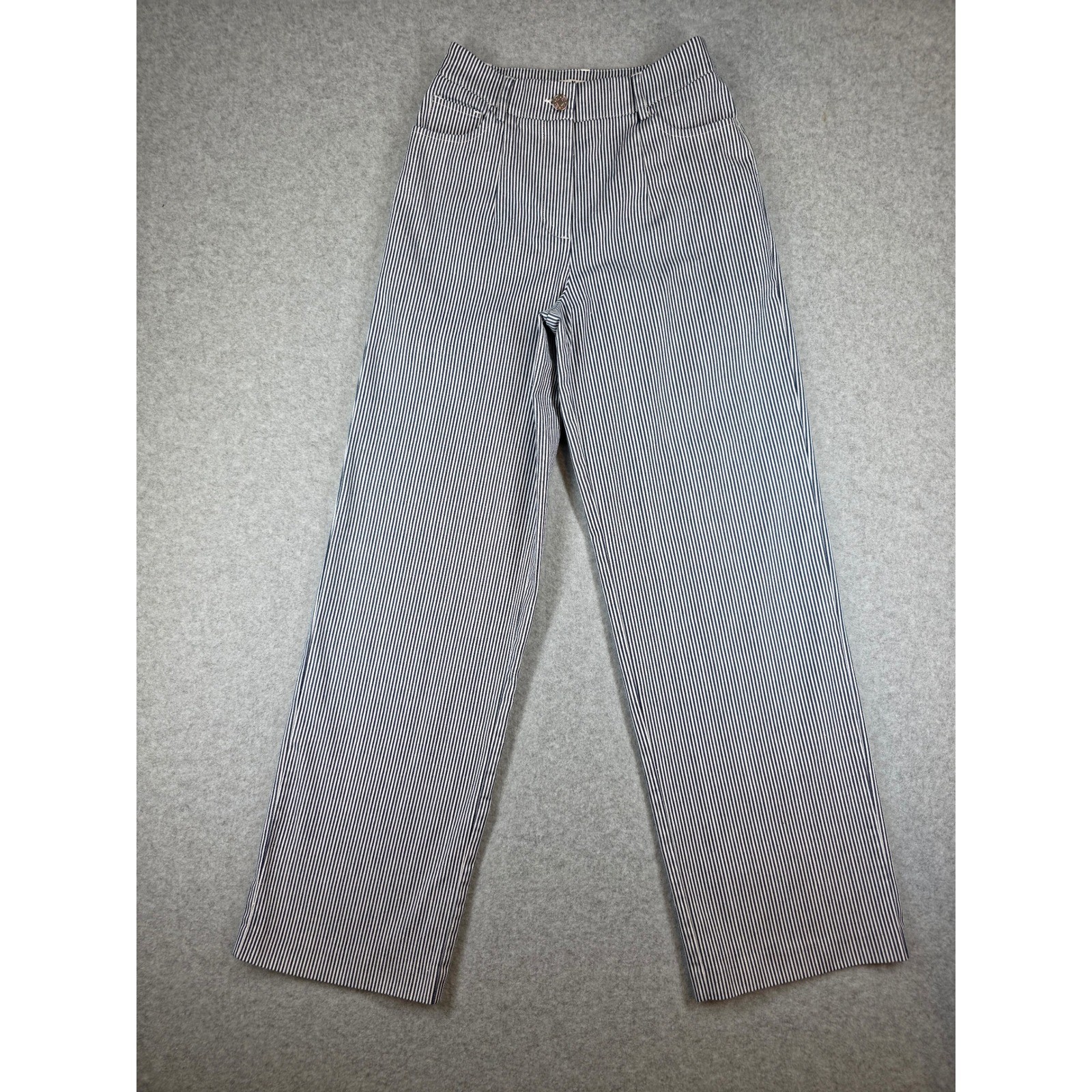 NA-KD Heavy Mid Waist Striped Pants Navy White Wide Leg Trousers Size 32
