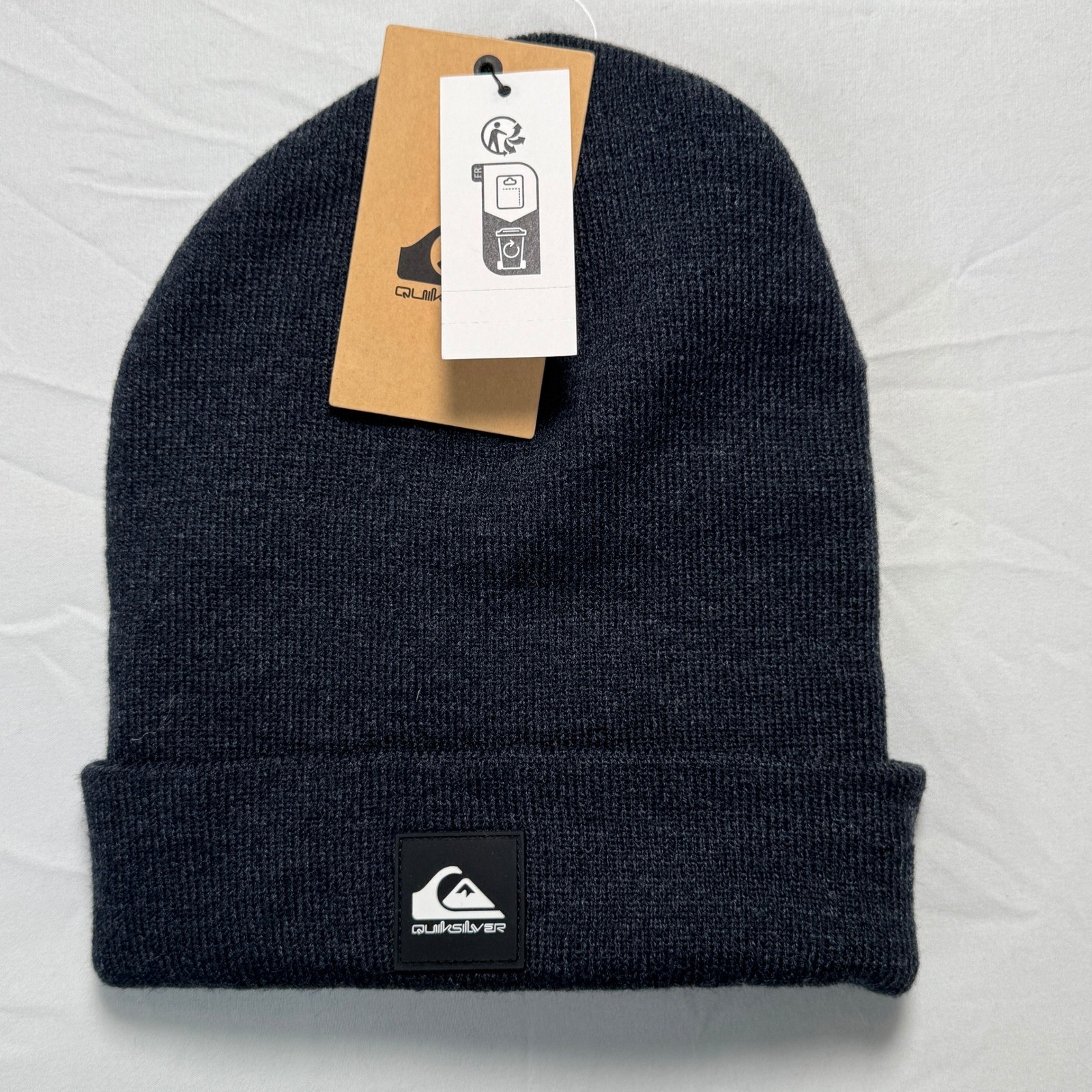 Quiksilver Brigade Beanie Mens Navy Blue Knit Cuffed Winter Hat One Size NWT