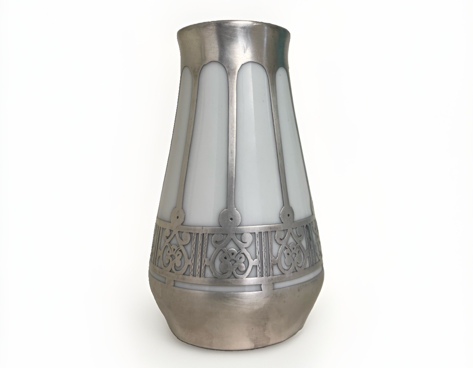 Loetz Style Bohemian Pure Silver 1000/1000 Overlay Decorate Porcelain Bud Vase Loetz Style Bohemian Pure Silver 1000/1000 Overlay Decorate Porcelain Bud Vase
