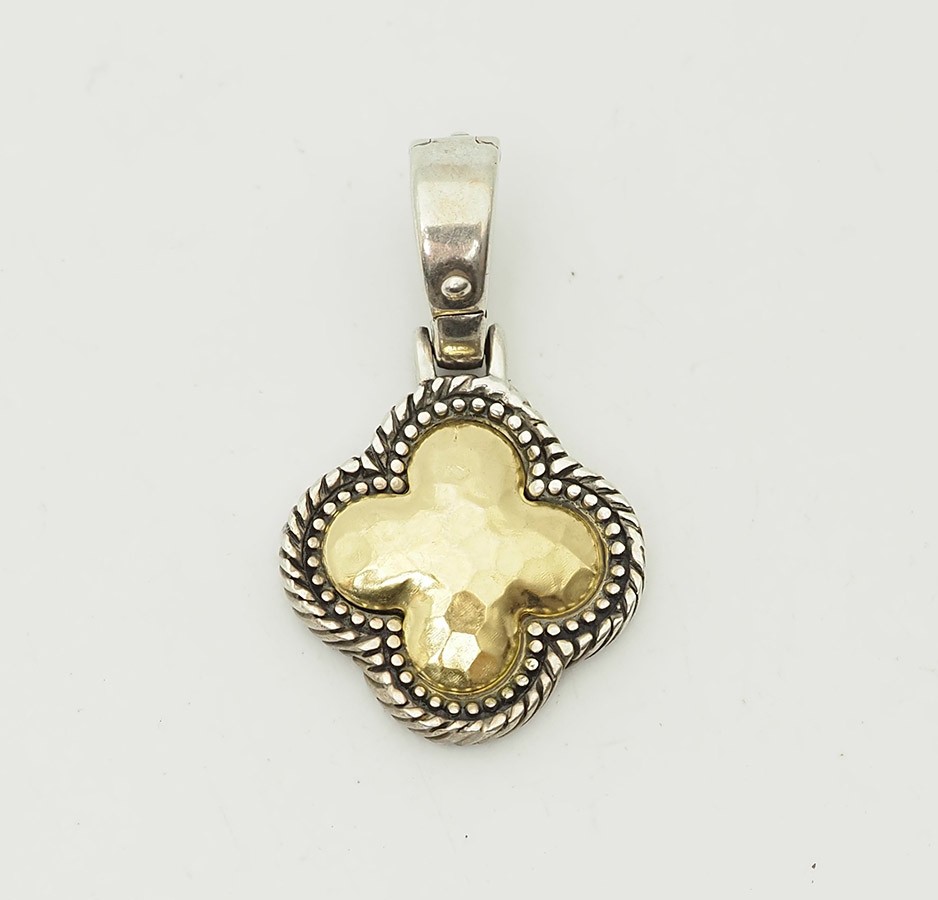 Flli Menegatti Phillip Gavriel 18k gold sterling silver abalone 2 sided pendant