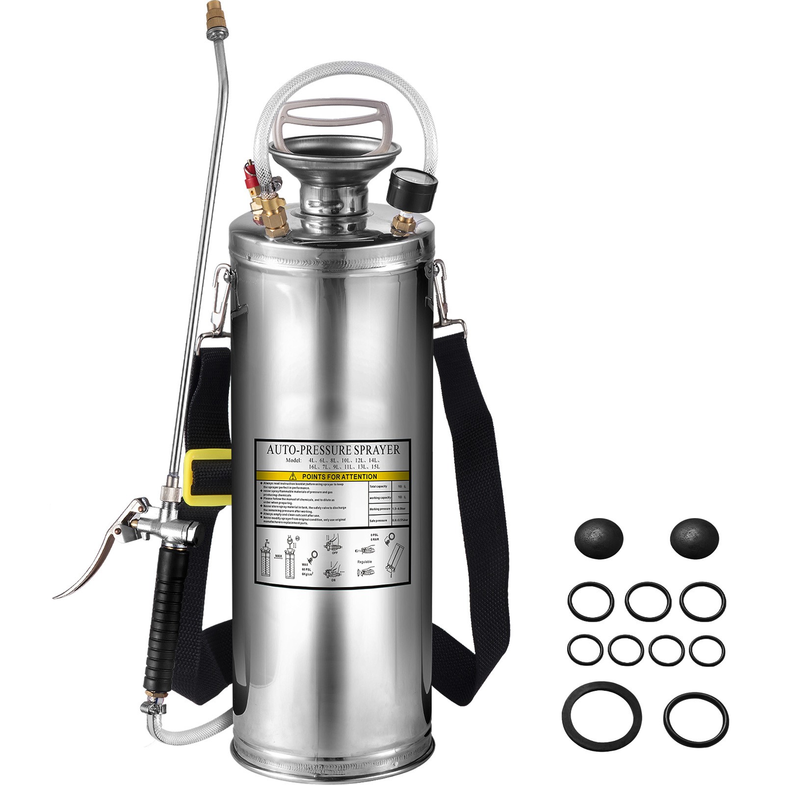 Uimoso 3 Gallon 304 Stainless Steel Industrial Hand-Pumped Sprayer Uimoso 3 Gallon 304 Stainless Steel Industrial Hand-Pumped Sprayer