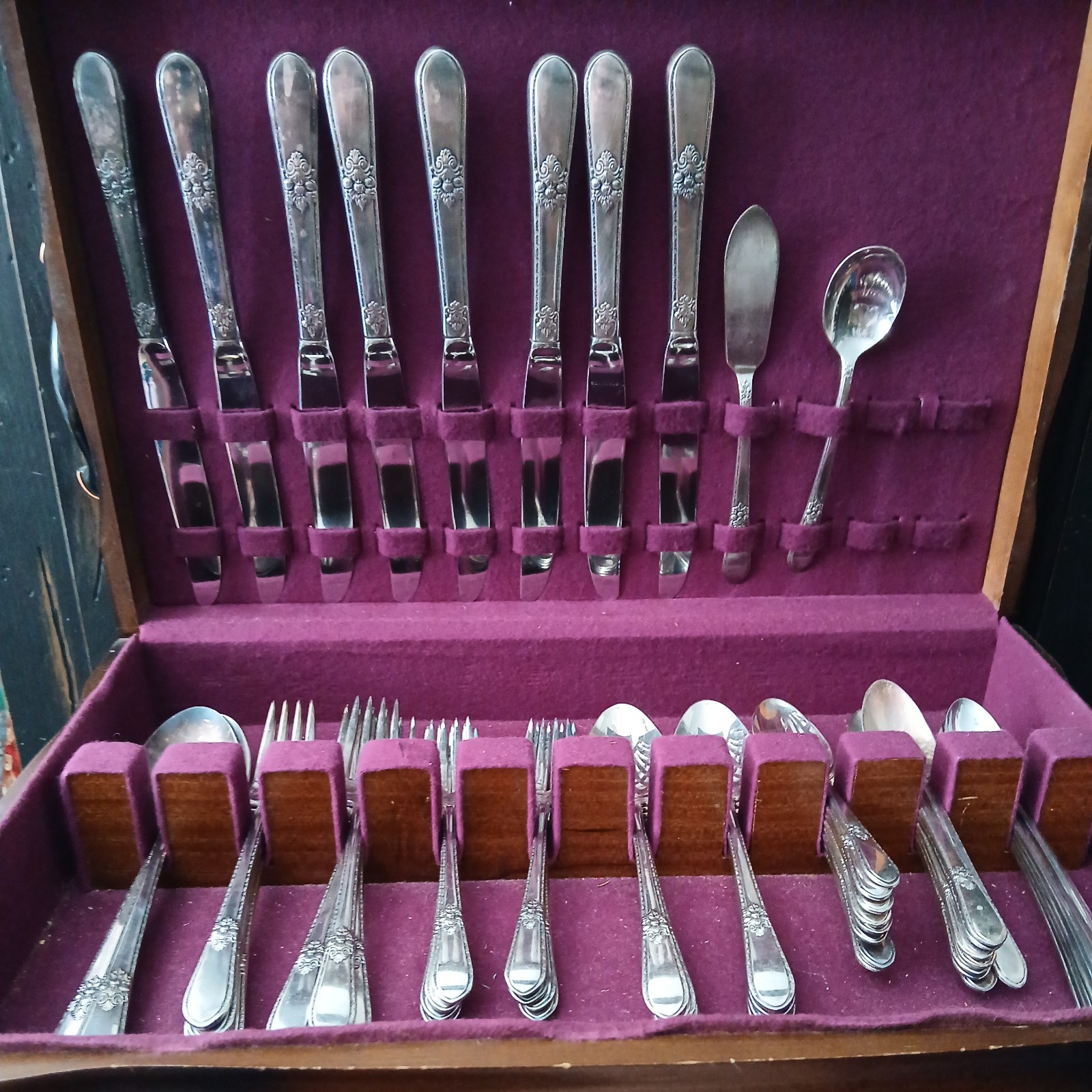 Vintage 1847 Rogers Bros. Adoration Pattern Silverware 58 pcs.