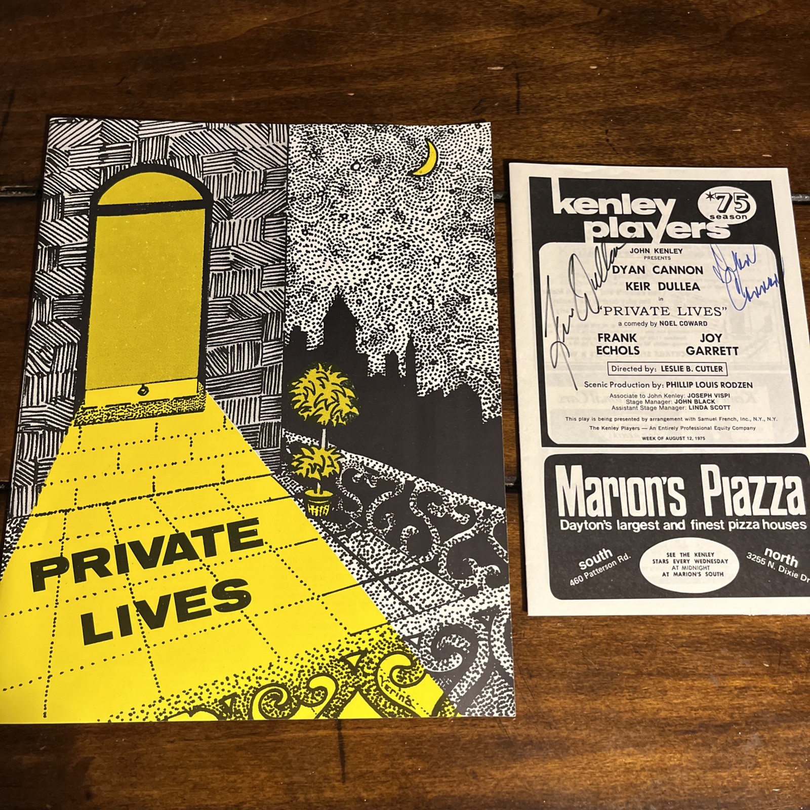 1975 Kenley Players Private Lives Cast Program Signed Autographs by 2 Actors 1975 Kenley Players Private Lives Cast Program Signed Autographs by 2 Actors