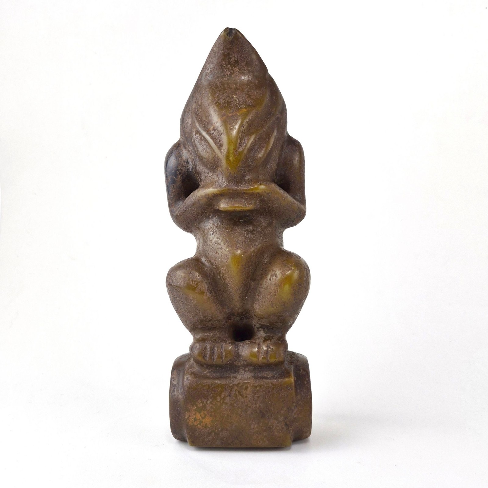 Ancient China Hongshan Culture Old Jade Carved Weird Alien Sun God Statue Figuri